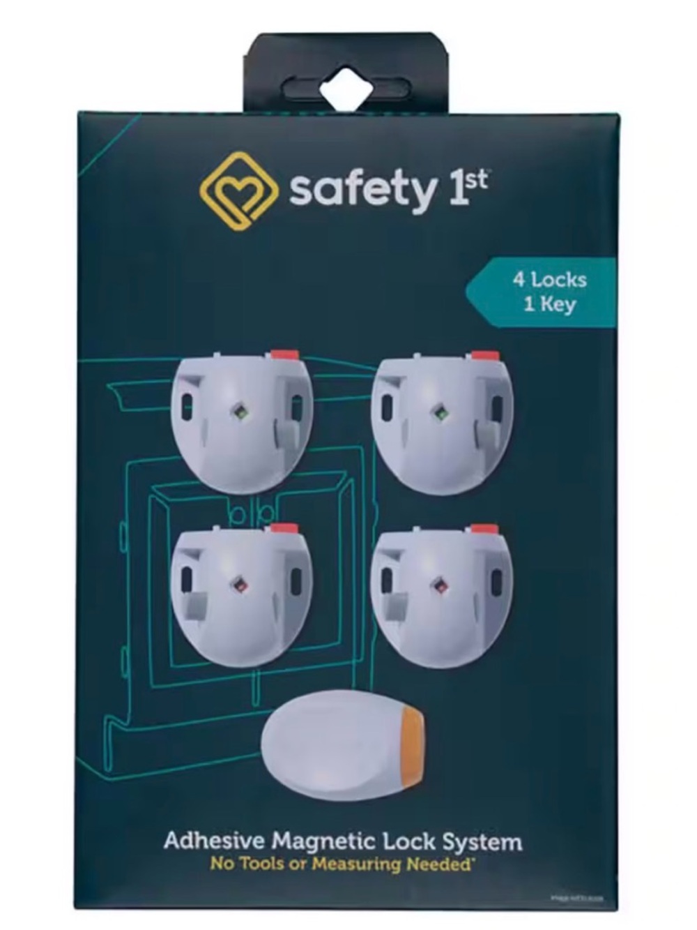 Safety 1st White Adhesive Magnetic Lock System – 4 Locks with Key